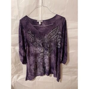 Dress Barn Purple Blouse Floral Size: XL